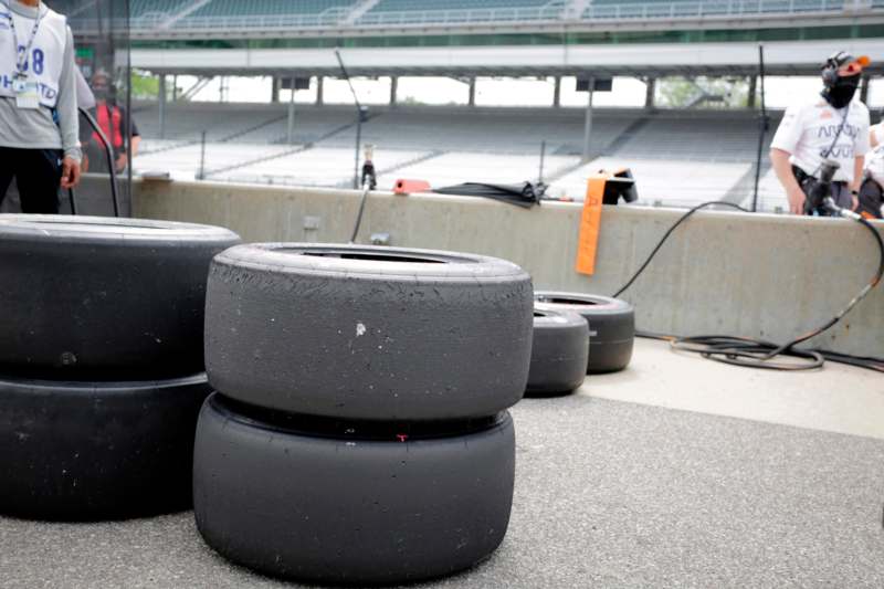 a group of tires on a track