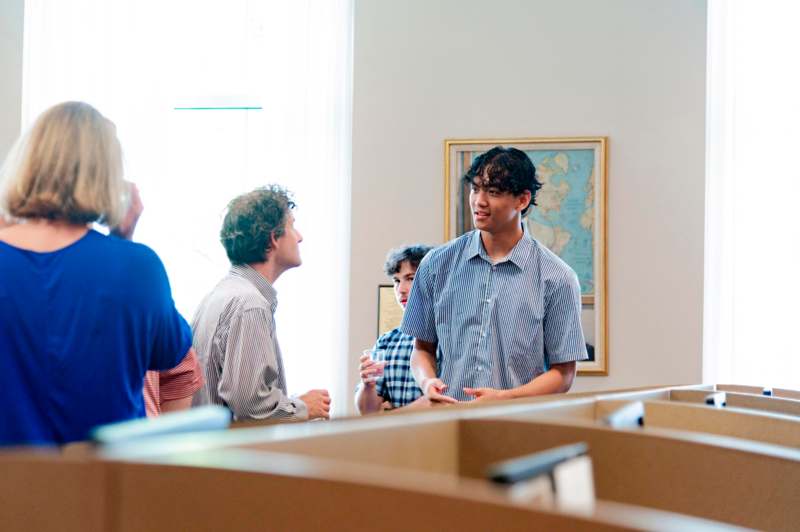 a group of people in a room