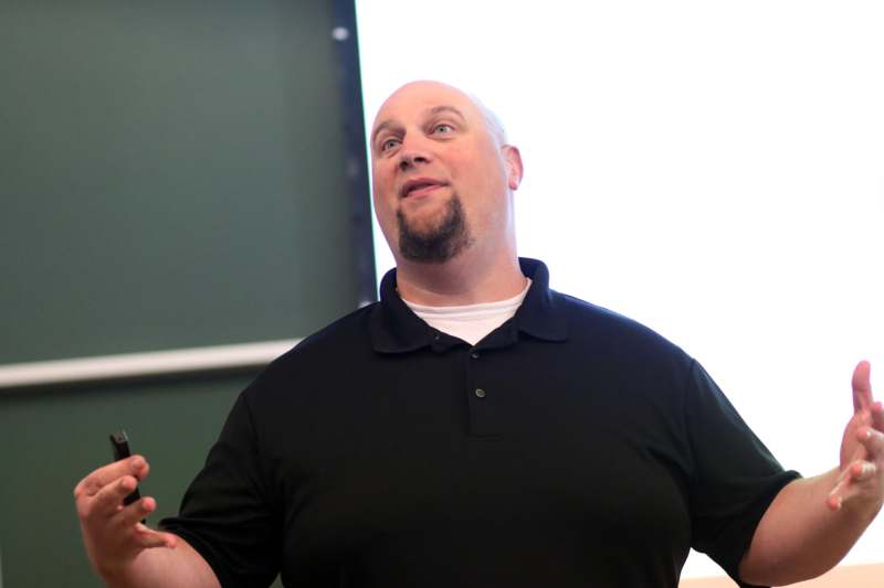 a man in a black shirt