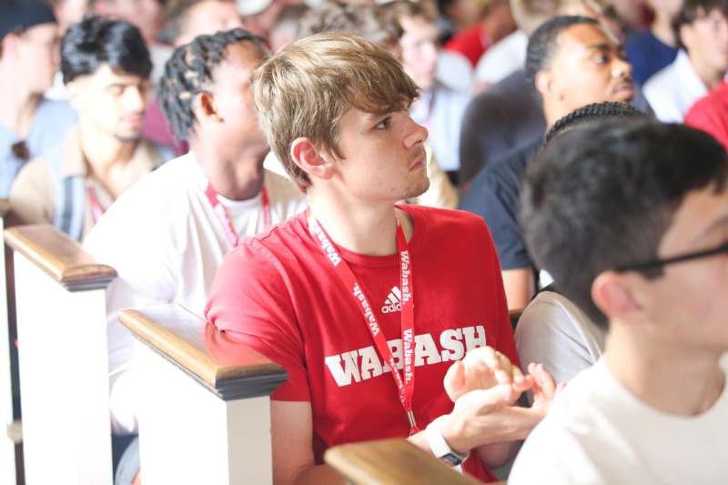 a man in a red shirt