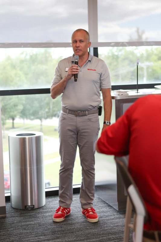 a man holding a microphone