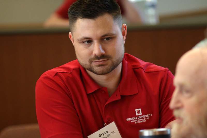 a man in a red shirt