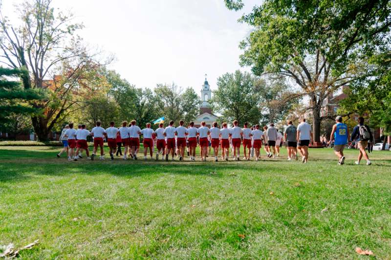 a group of people in a line