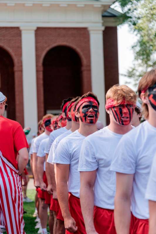 a group of people with face paint