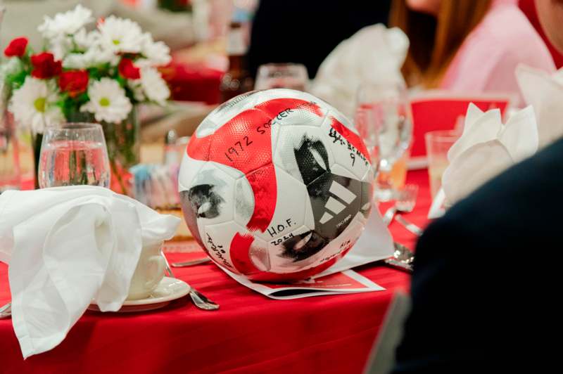 a football ball on a table