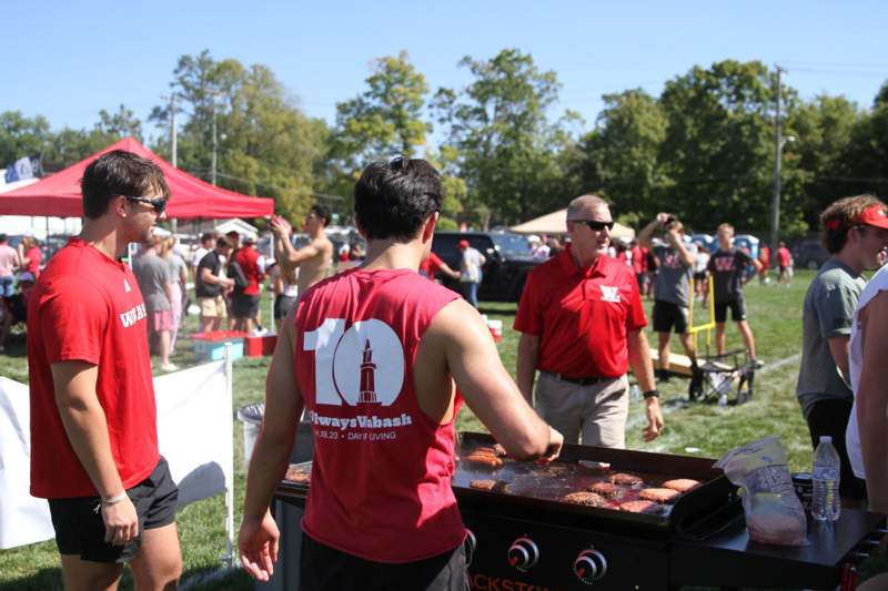 a group of people at a barbecue