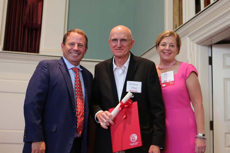 Gordon Vogel poses with Scott Feller and Kathy Wunderlich