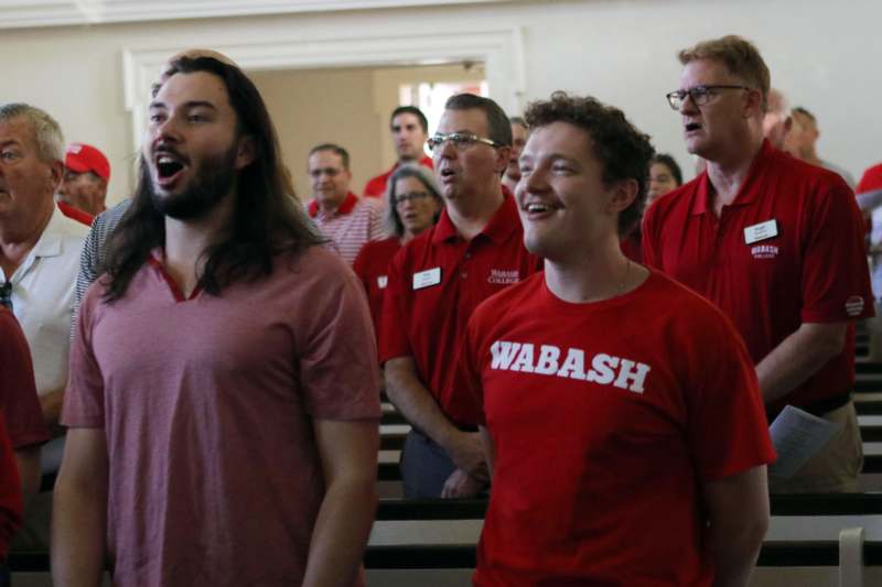 a group of people singing