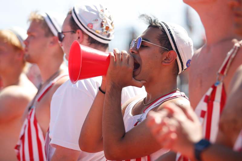 a man yelling into a megaphone