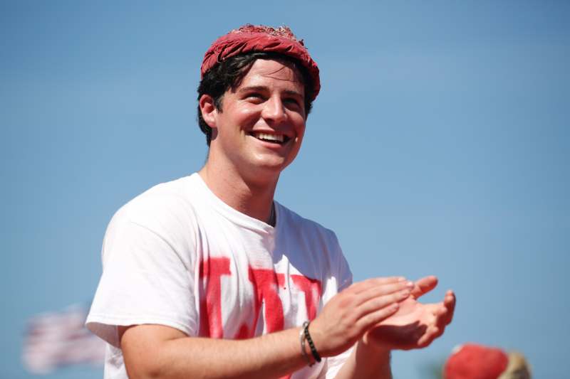 a man with a red headband on