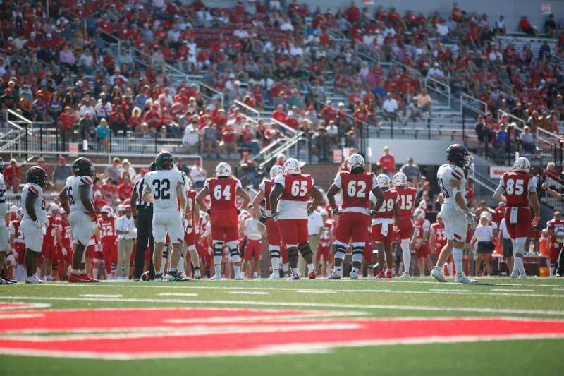 a group of football players on a field