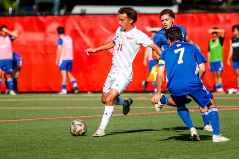 a group of men playing football