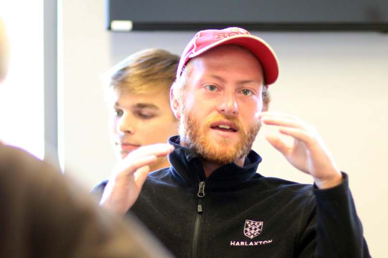 a man in a red hat