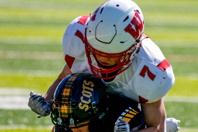 a football player in a helmet