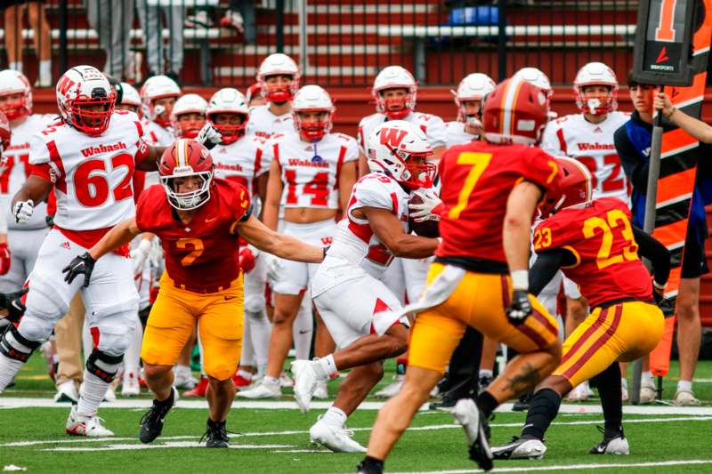 a group of football players on a field