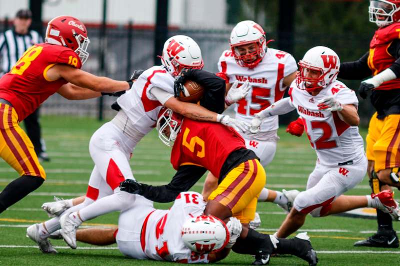 a group of football players on a field