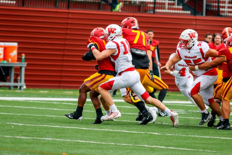 a group of football players on a field