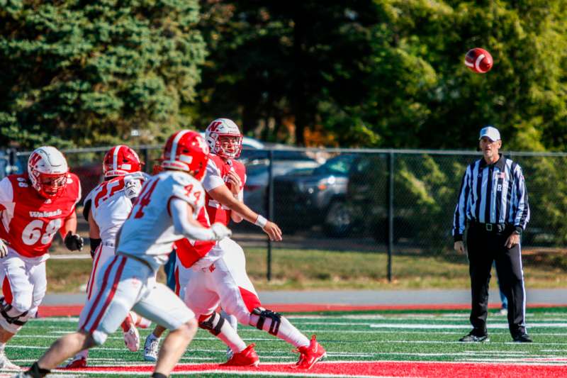 a football player throwing a football