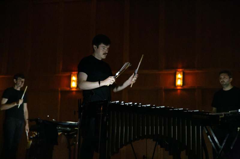 a man playing a xylophone