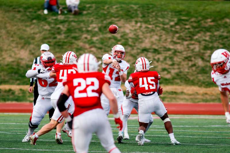 a group of football players on a field