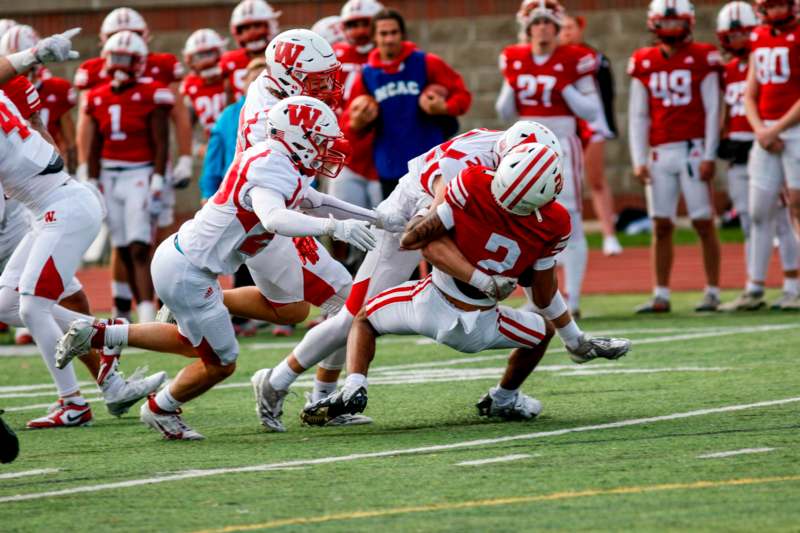 a group of football players on a field