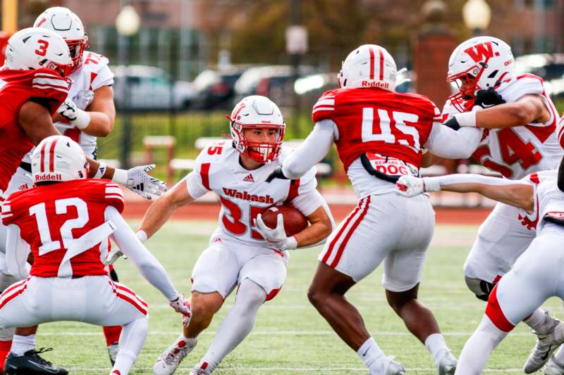 a group of football players on a field