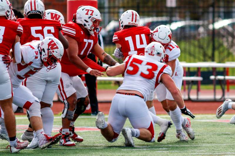 a group of football players on a field