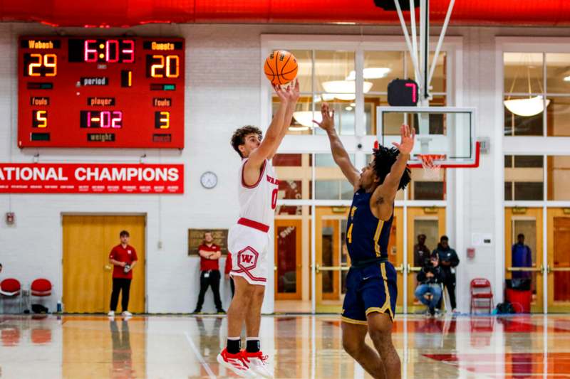 a basketball player in a gym