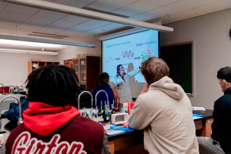 a group of people in a classroom