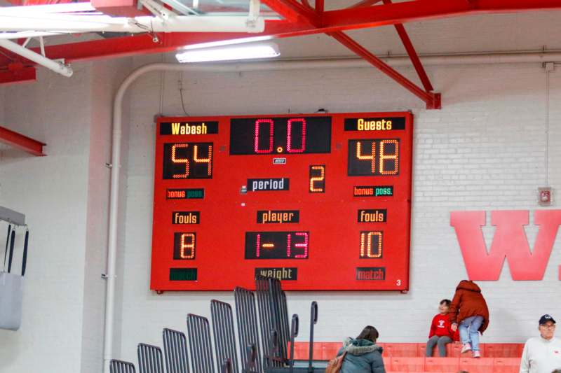 a scoreboard with numbers and numbers on a brick wall