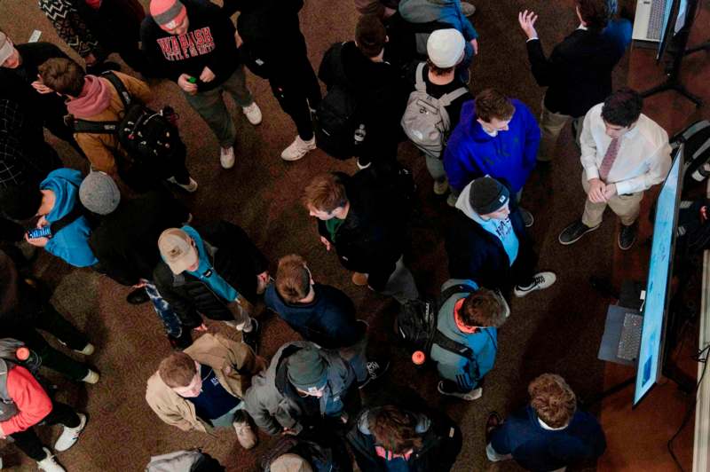 a group of people standing in a circle