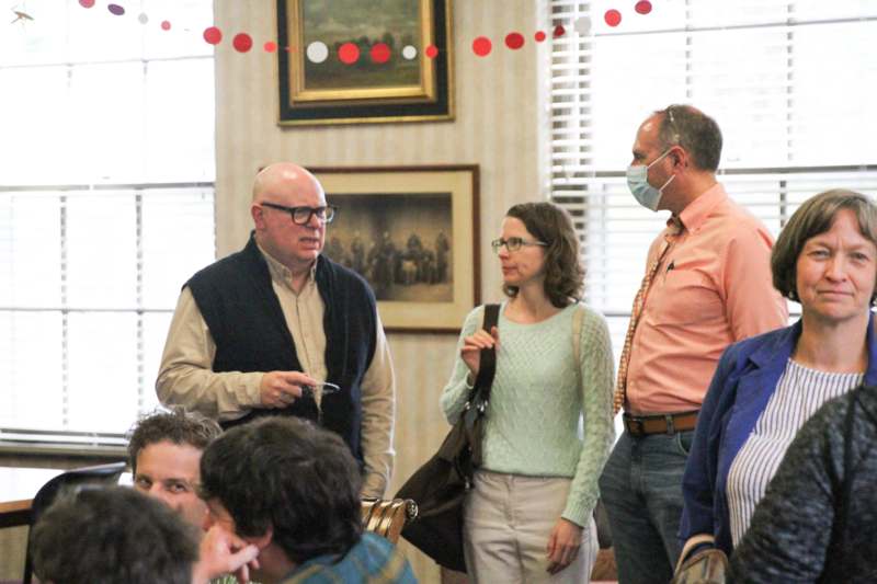 a group of people in a room