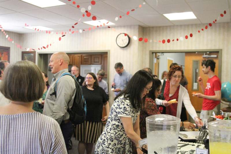 a group of people in a room