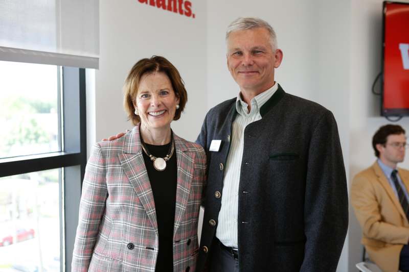 a man and woman standing together