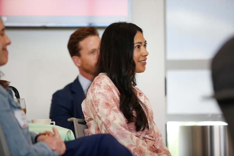 a woman sitting in a chair