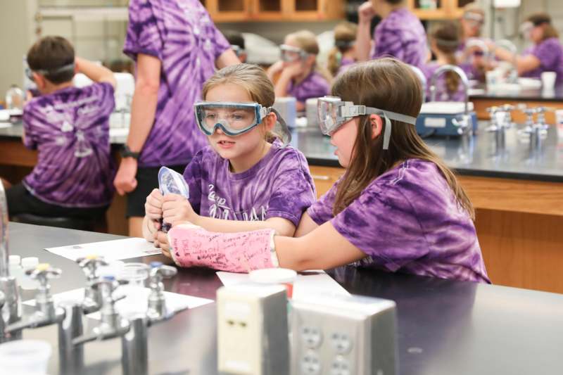 a group of girls wearing goggles