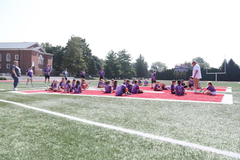 a group of children sitting on a field
