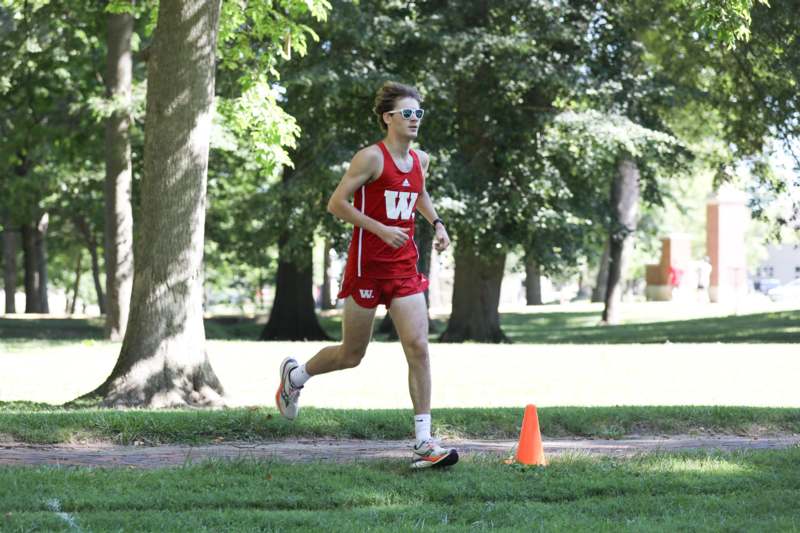 a man running in a park