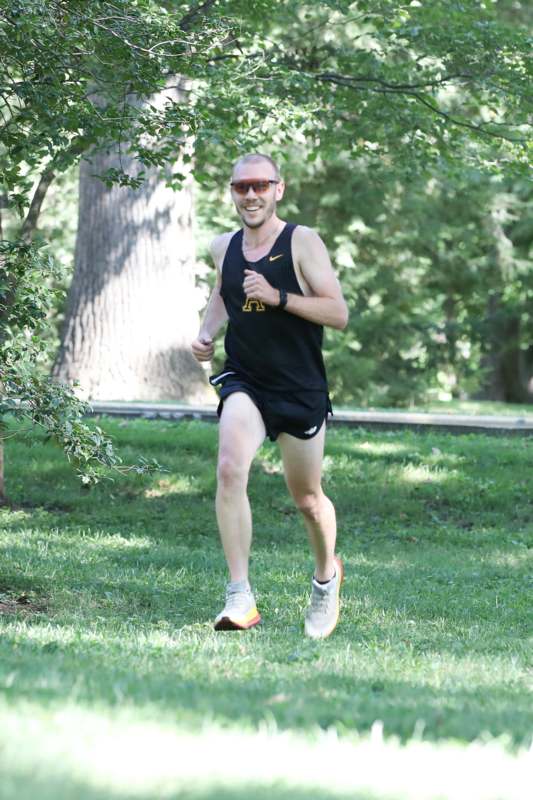 a man running in a park