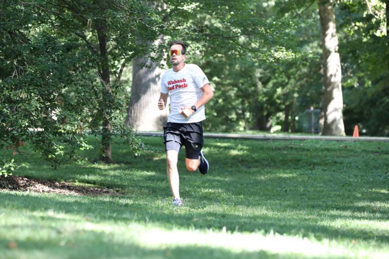 a man running in a park