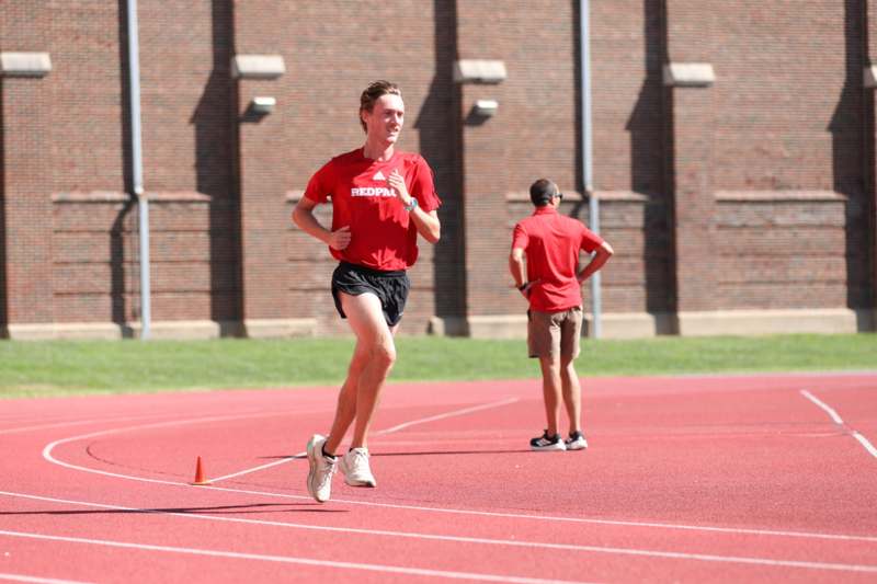 a man running on a track