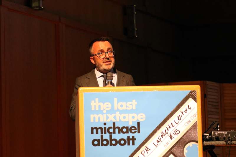 a man speaking into a microphone