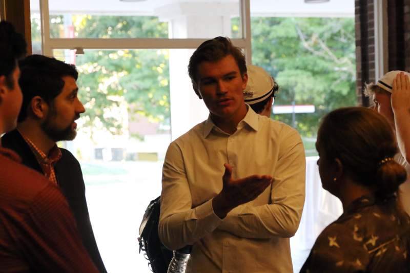 a group of men talking