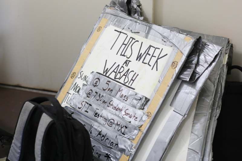 a sign on a board