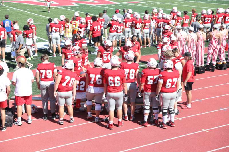 a group of football players on a field
