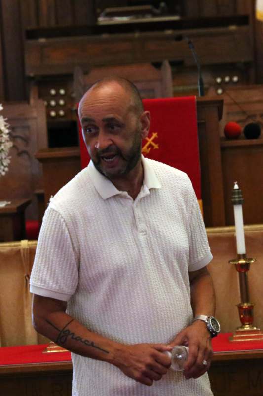 a man in a white shirt