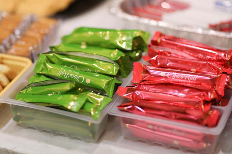 a group of packages of chocolates