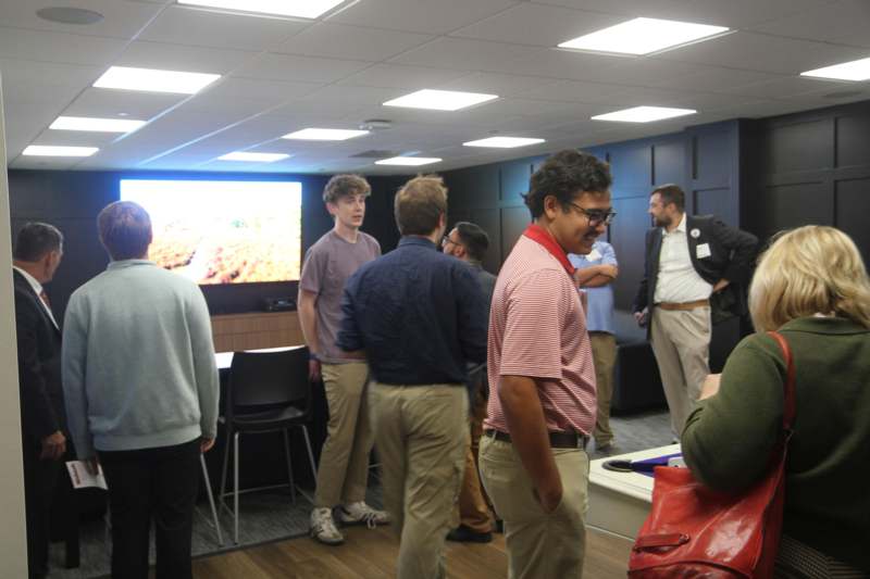 a group of people in a room