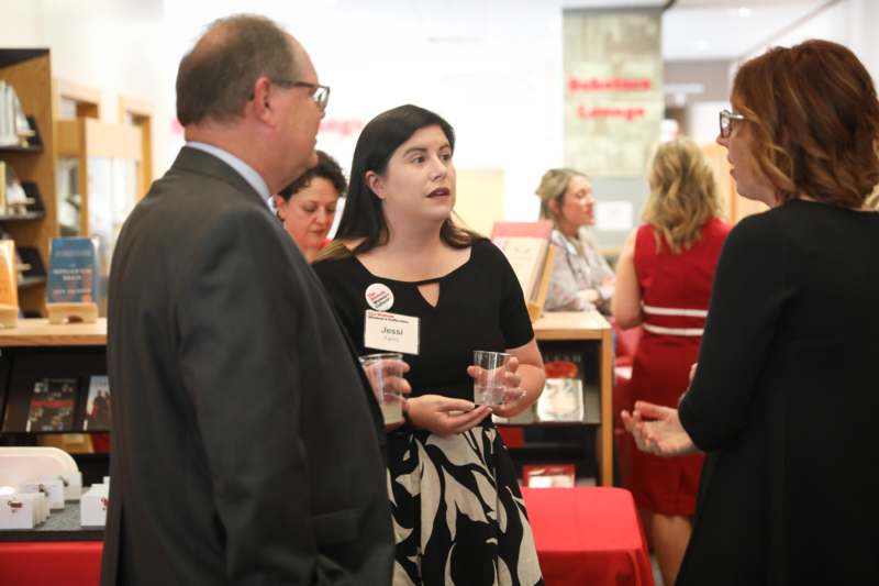 a group of people talking