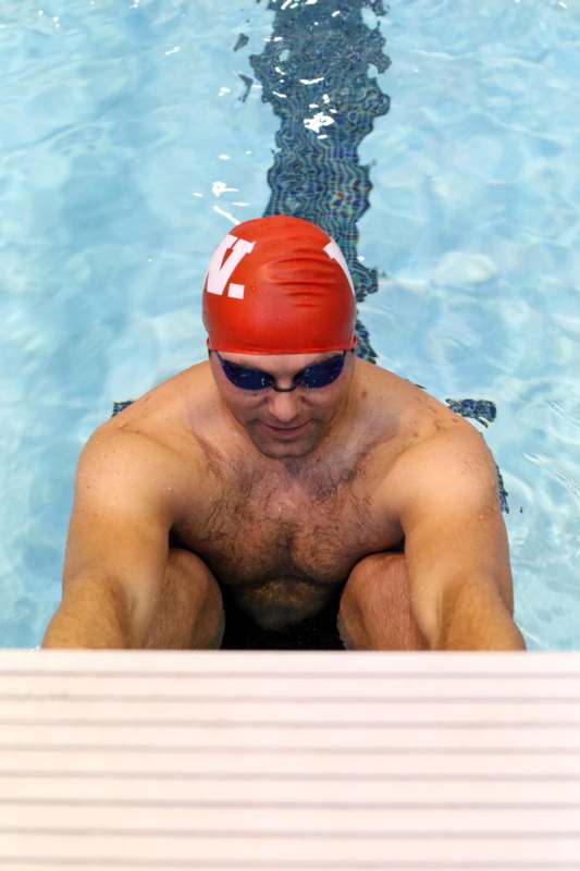 a man in a swimming pool